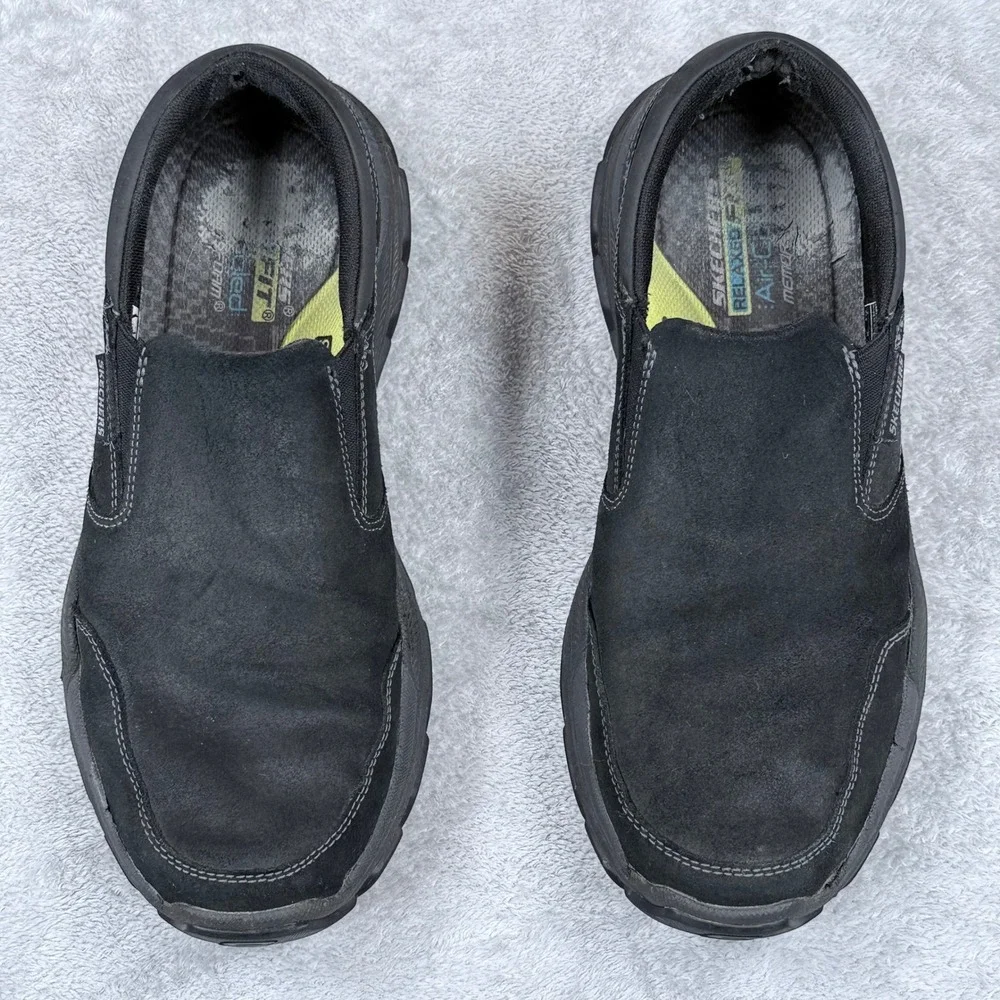 Skechers Respected Calum Goodyear Shoes‎ Mens 10.5 Black Slip On Relaxed Fit